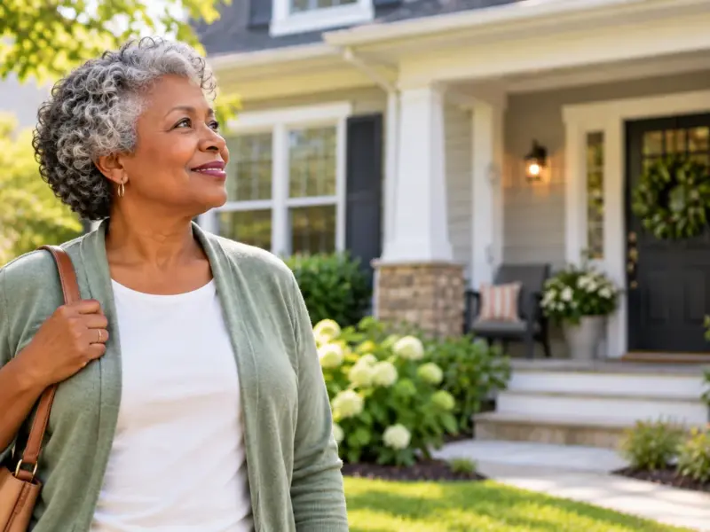Retired homeowner considering how home equity can support her retirement goals and future plans.